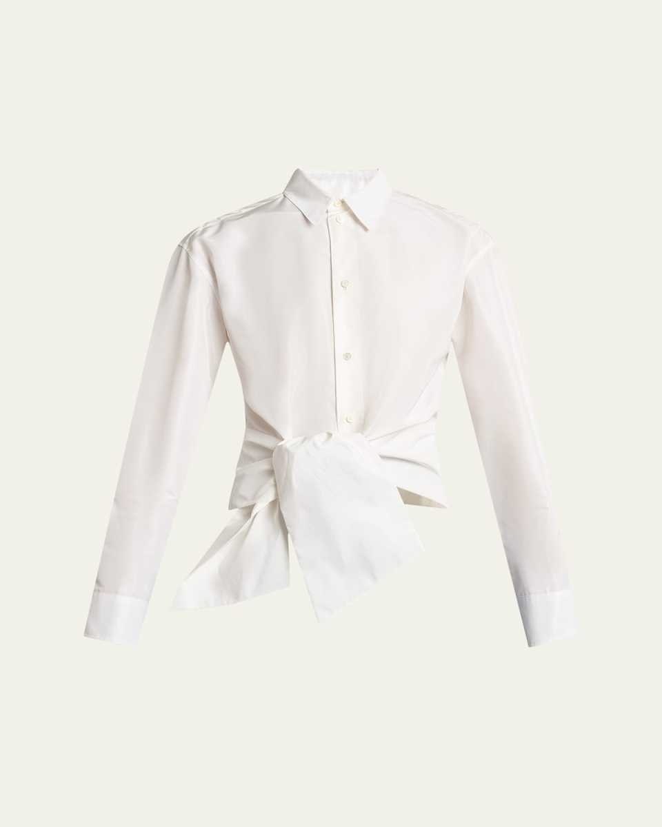 Bow Button Down Wrap Blouse